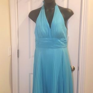 Donna Morgan Pleated Chiffon Halter Dress Sz14